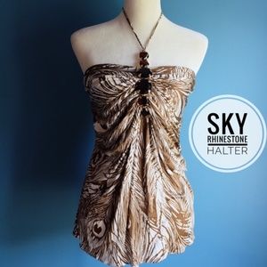 {Sky} Rhinestone Halter